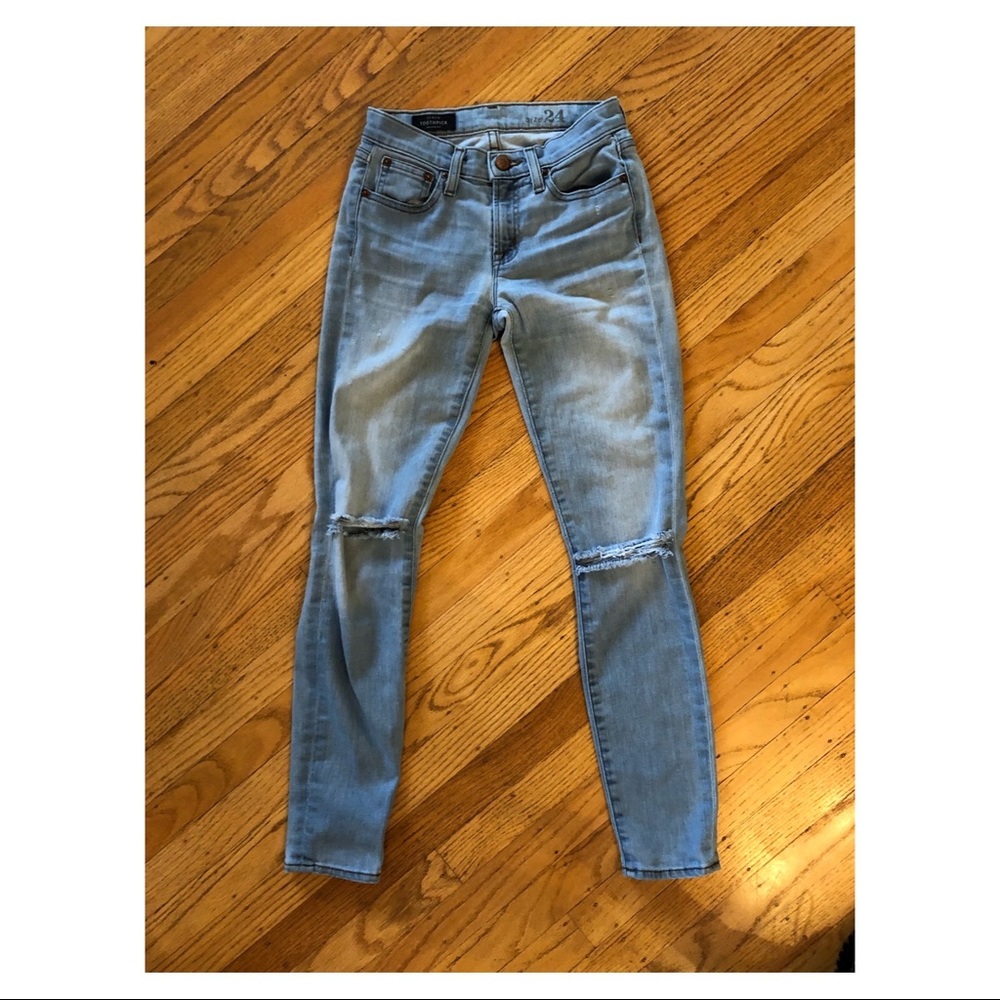 J.Crew Toothpick Destroyed Knee Light Denim 24